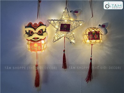 Lồng đèn con thỏ giỏ tre - sao mây có đèn Led (Trung thu - Đoàn viên) LDEN-TRE-02